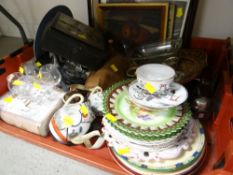 A parcel of mixed china, prints etc