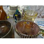 A parcel of art glass including oval footed bowl, Mdina vase, goblet etc