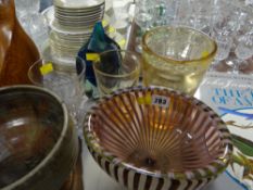 A parcel of art glass including oval footed bowl, Mdina vase, goblet etc