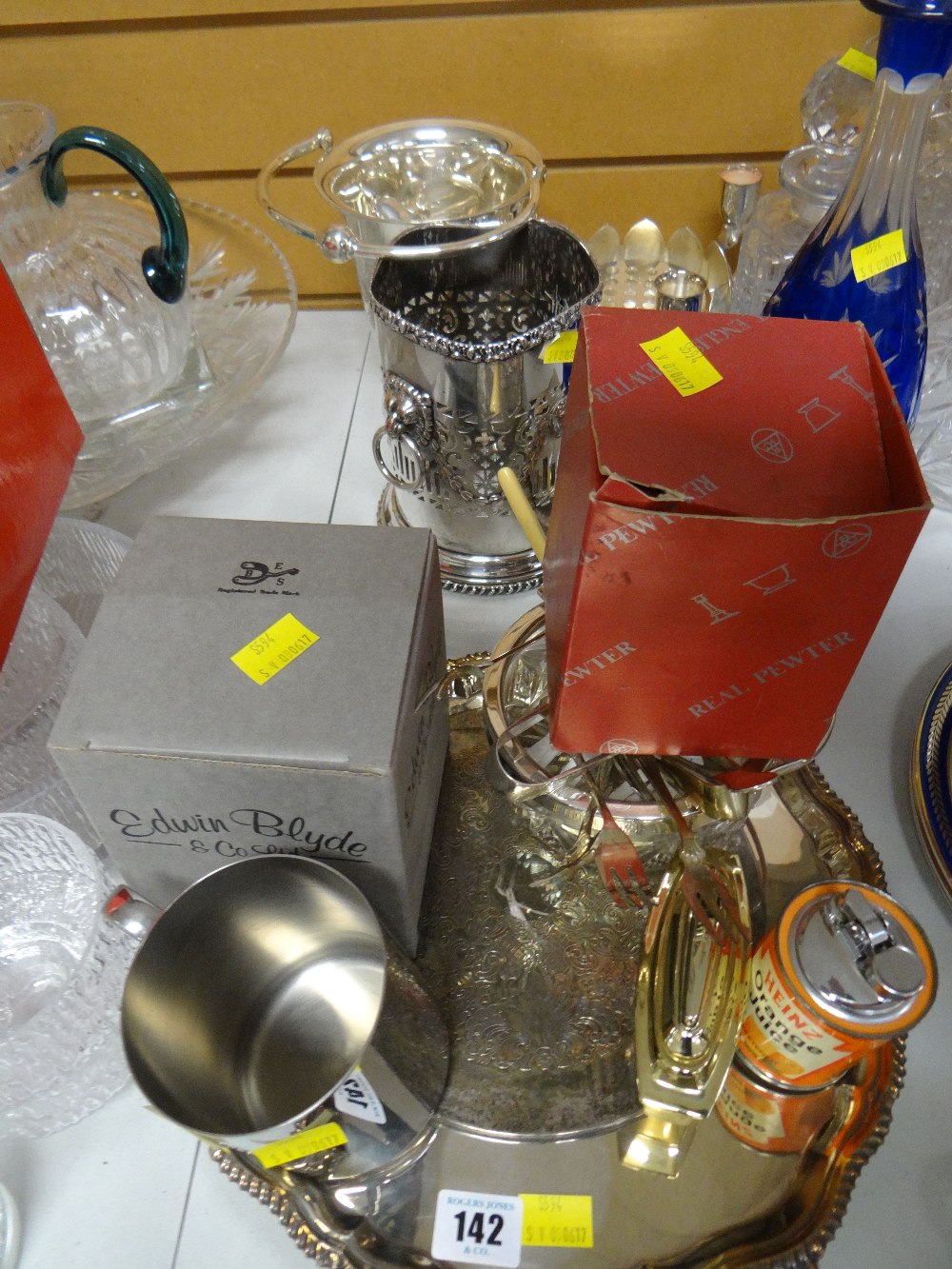 A parcel of mixed electroplate including tray, wine holder etc