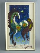 J PIPER lithograph - colourful horse, entitled 'Green Jade Parry', 47 x 28 cms