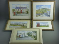 JULIE ROBERTS five watercolours - Anglesey rural scenes, each signed, 22 x 29 cms (three), 21 x 25
