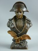A BRONZE BUST OF NAPOLEON BONAPARTE, signed Ruffony, with a gilt Imperial Eagle to the front, late