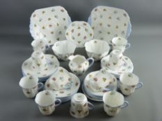 A FORTY PIECE SHELLEY BONE CHINA TEASET, 'Dainty White' shape with rose, pansy and forget-me-not