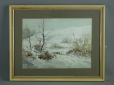 AFTER E GRIEG HALL watercolour - Windermere under snow, dated verso 1980, signed bottom left, 26.5 x