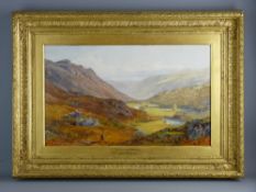 JOHN SURTEES oil on canvas - Welsh landscape, Lledr Valley with figure on a path, signed and