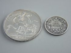 A VICTORIA CROWN & SHILLING, dated 1900 and 1866 respectively, the shilling with die stamp no. 62