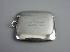 A MILITARY INTEREST SILVER VESTA by Deakin & Francis, the front inscribed 'WARRIOR MANOEUVRES, 1910'
