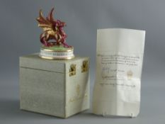 A ROYAL CROWN DERBY COMMEMORATIVE DRAGON, boxed with certificate, commemorating the Investiture of