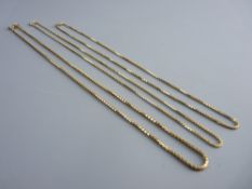 THREE NINE CARAT GOLD BOX NECK CHAINS, total 17 grms