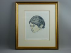SIR KYFFIN WILLIAMS RA artist's proof print - head portrait of Patagonian girl, signed in full, 28 x
