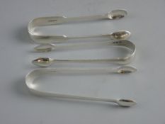THREE PAIRS OF LONDON HALLMARKED SUGAR TONGS, dated 1810, 1813 and 1867, 3.5 troy ozs gross