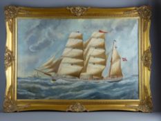 CIRCA 1900 oil on canvas - the Norwegian threemaster sailing ship 'Pronto', built in 1895 by C A