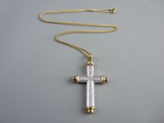 A DIAMOND ENCRUSTED CRUCIFIX PENDANT with fine link nine carat gold chain, total 4.8 grms