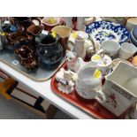 A quantity of mixed pottery and china including Johnny Walker whisky jug, Ewenny jugs, Royal