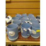 A collection of Wedgwood Jasperware Christmas mugs