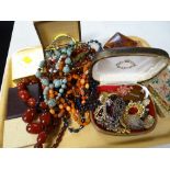 A parcel of costume jewellery (some in boxes)