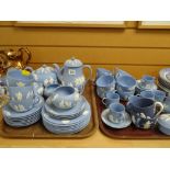 A Wedgwood blue Jasperware tea service in the classical style and a quantity of smaller associated