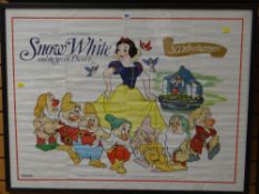 A Walt Disney cinema poster for Snow White and the Seven Dwarfs (reissue 50th anniversary (framed