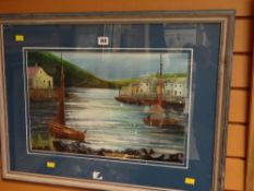 A framed painting in the style of Fred Uhlman