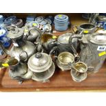 A quantity of bright-cut EPNS and other tea ware