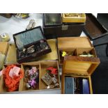 Sundry boxes including pewter cigarette box, EPNS box etc all with small number of mainly costume