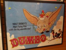 A Walt Disney cinema poster for Dumbo (framed and glazed)