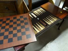 Mahogany Long John coffee table with integral chess and backgammon boards and pieces