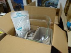 Boxed as new Pyrex kitchen ware including jugs, casserole dishes etc together with J & G Meakin