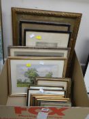 A parcel of framed pictures etc