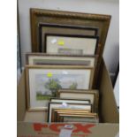 A parcel of framed pictures etc