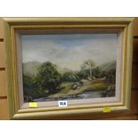 I Dodd oil on board - landscape entitled verso 'Above Aberglaslyn, Beddgelert', artist's details