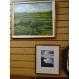 Framed watercolour of Welsh coastal scene signed by Alun Davies and dated 1989 together with a