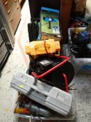 A quantity of car related electricals and accessories removed from a garage as part of a house