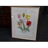 An Evelyn Binns watercolour - still life of tulips