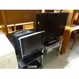 A Panasonic Viera flatscreen TV with stand and other electricals including smaller TV, shredder etc
