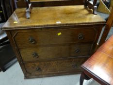 A good three-drawer polished chest rail top