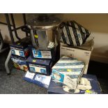 A quantity of boxed stainless steel various kitchen pans