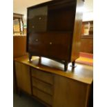 A retro sliding door bookcase, similar raised standing sideboard