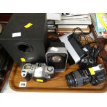 Two SLR cameras and a pair of Logitech speakers etc