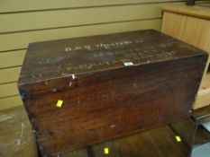 A turn of the century seaman's chest with stencilled lettering to the lid as follows 'R.S.M Williams