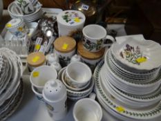 Parcel of Portmeirion Botanic Garden dinnerware including plates, bowls, storage jars, cutlery etc