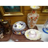 A Chinese Imari-style vase, Chinese plates, Coalport dish, Welsh pottery-style teacup saucer and