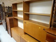 A retro combination lounge unit and a pair of slide shelf cupboards