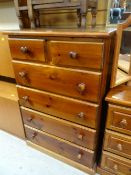 A pine chest of four long and two short drawers