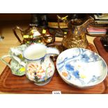 Lustre ware jug, teapot, Chinese bowl, jugs