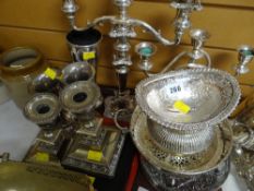 EPNS trumpet vases, candelabra, bowls etc