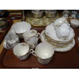 Parcel of Staffordshire Court china tea ware in a gilt & floral pattern