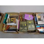 Large quantity of boxed hardback & paperback books, classics, travel, history