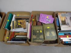 Large quantity of boxed hardback & paperback books, classics, travel, history